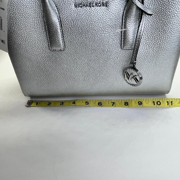 MICHAEL Michael Kors Ruthie Satchel Silver Leather Tote Elegant Handbag - Picture 11 of 13